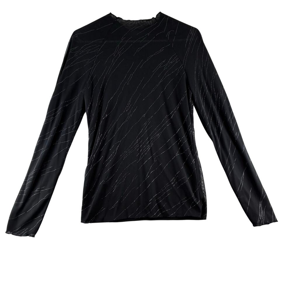 Moda International Y2K Top Glitter Marble Black Whimsigoth Double Layer Sheer S